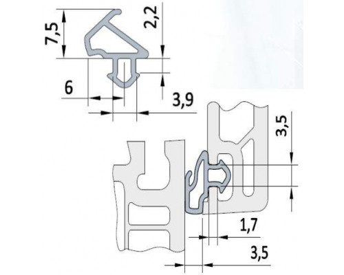 Уплотнитель DEVENTER для профиля KBE 228 (рама, створка),черный