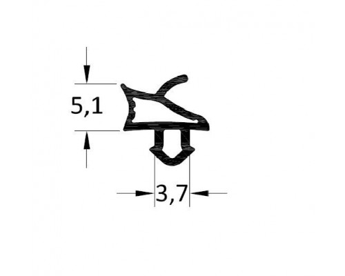 Уплотнитель DEVENTER совместим с профилем ELEX (рама, створка) притвор, чёрный