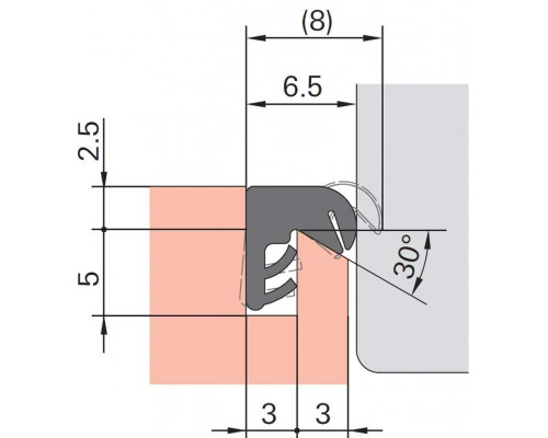 Уплотнитель для деревянных евроокон DEVENTER на наплав створки, ширина паза 3 мм, ТЭП, темно-коричневый RAL 8014