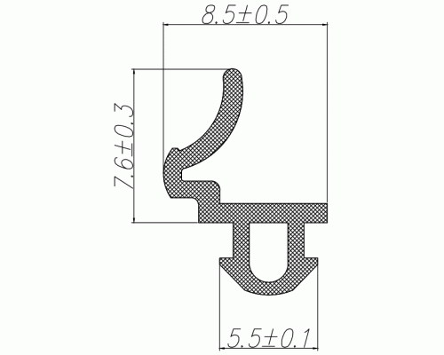 Уплотнитель совместим с профилем KBE (227) (рама, створка), серый, "ELEMENTIS", ТЭП