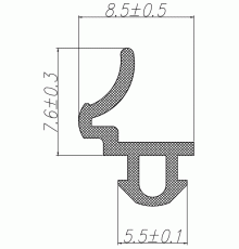 Уплотнитель совместим с профилем KBE (227) (рама, створка), серый, "ELEMENTIS", ТЭП