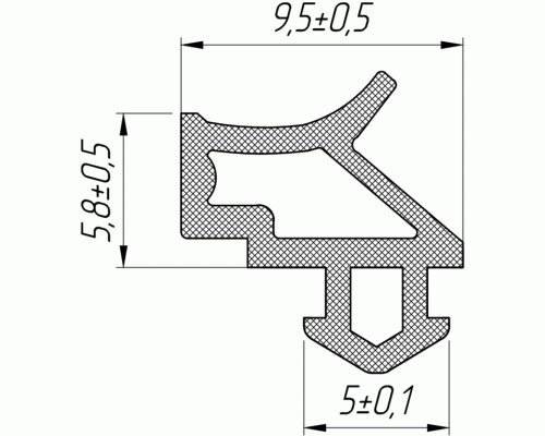Уплотнитель совместим с профилем KBE (229) (рама, створка), серый, "ELEMENTIS", ТЭП