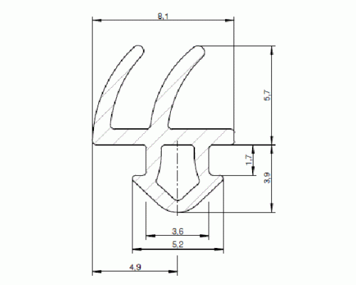 Уплотнитель совместим с профилем  (рама, створка), чёрный цена за 1 метр
