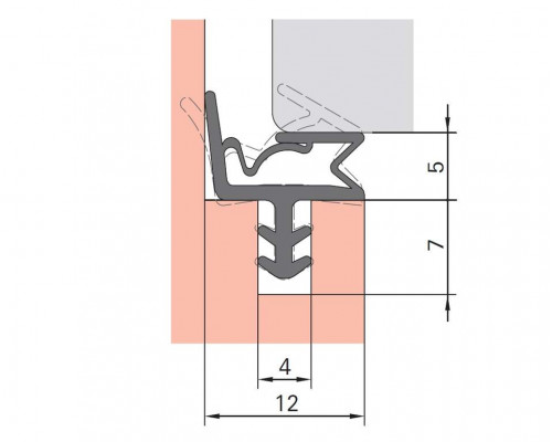 Уплотнитель контурный для межкомнатных дверей DEVENTER, ТЭП, черный RAL 9004