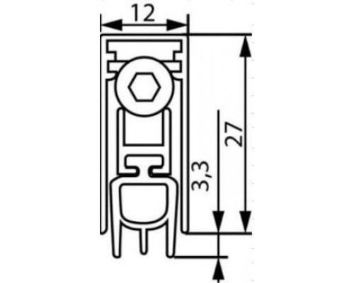 Уплотнитель пороговый, длина 620 мм, в паз 12x27 мм
