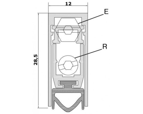 Уплотнитель пороговый, длина 930 мм, в паз 12x28.5 мм 1 шт.