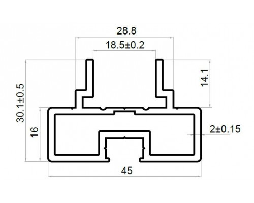 Верхний/нижний горизонтальный профиль для перегородок L-3000 мм, черный