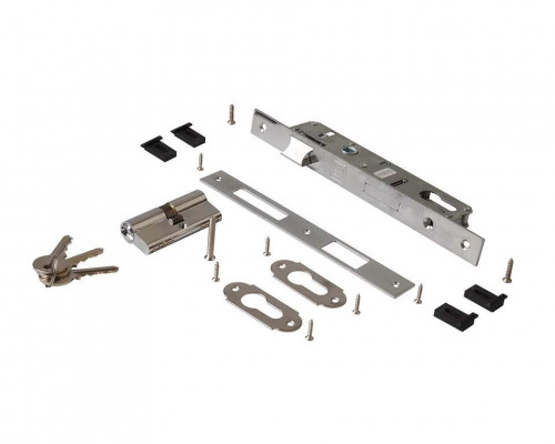 Замок ELEMENTIS ригель с защелкой c ответной планкой, 2 накладки с ПЦ 35х35, 3 ключа, 1153/F23/25/85/8 1 шт.