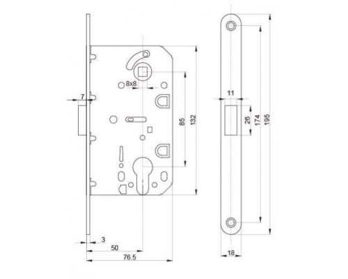 Замок магнитный MAXBAR с ответной планкой, 50x85x18, PZ, универсальный, хром матовый 1 шт. Замок магнитный MAXBAR с ответной планкой, 50x85x18, PZ, универсальный, хром матовый 1 шт.