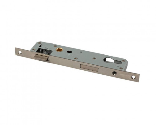 Замок однозапорный с ригелем и фалевой защёлкой F16/25/92/8, управление защёлкой от ручки
