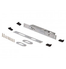 Комплект: замок ELEMENTIS однозапорный ригель с роликовой защелкой, ответная планка, 2 накладки на профильный цилиндр, 4 подкладки, саморезы, 1155/F23/25 1 шт.