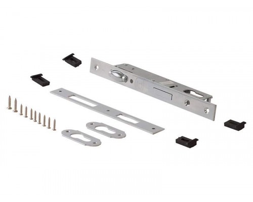 Комплект: замок ELEMENTIS однозапорный ригель с роликовой защелкой, ответная планка, 2 накладки на профильный цилиндр, 4 подкладки, саморезы, 1155/F23/25 1 шт.